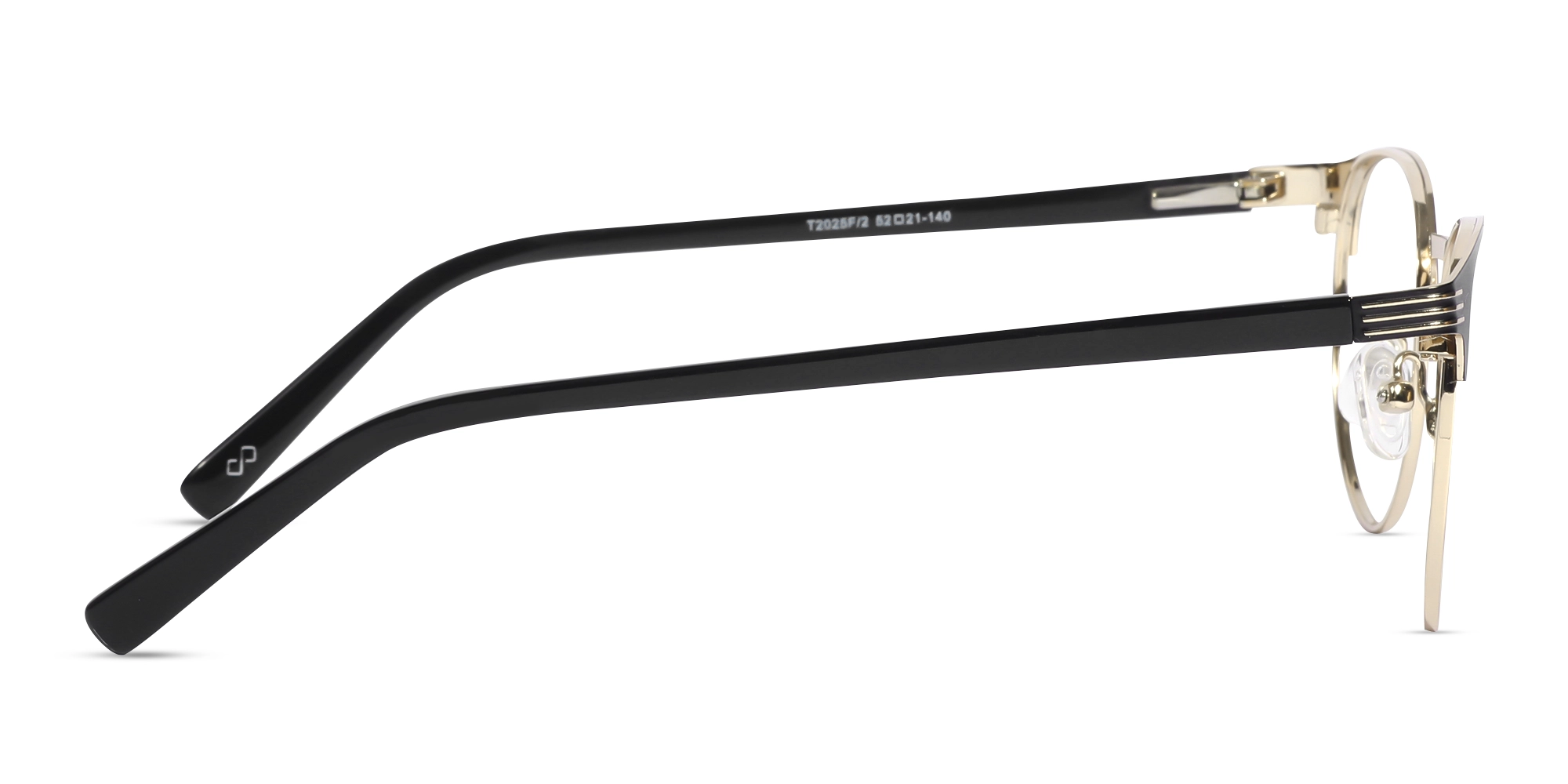 Matte Black & Gold Round Titanium Glasses-4