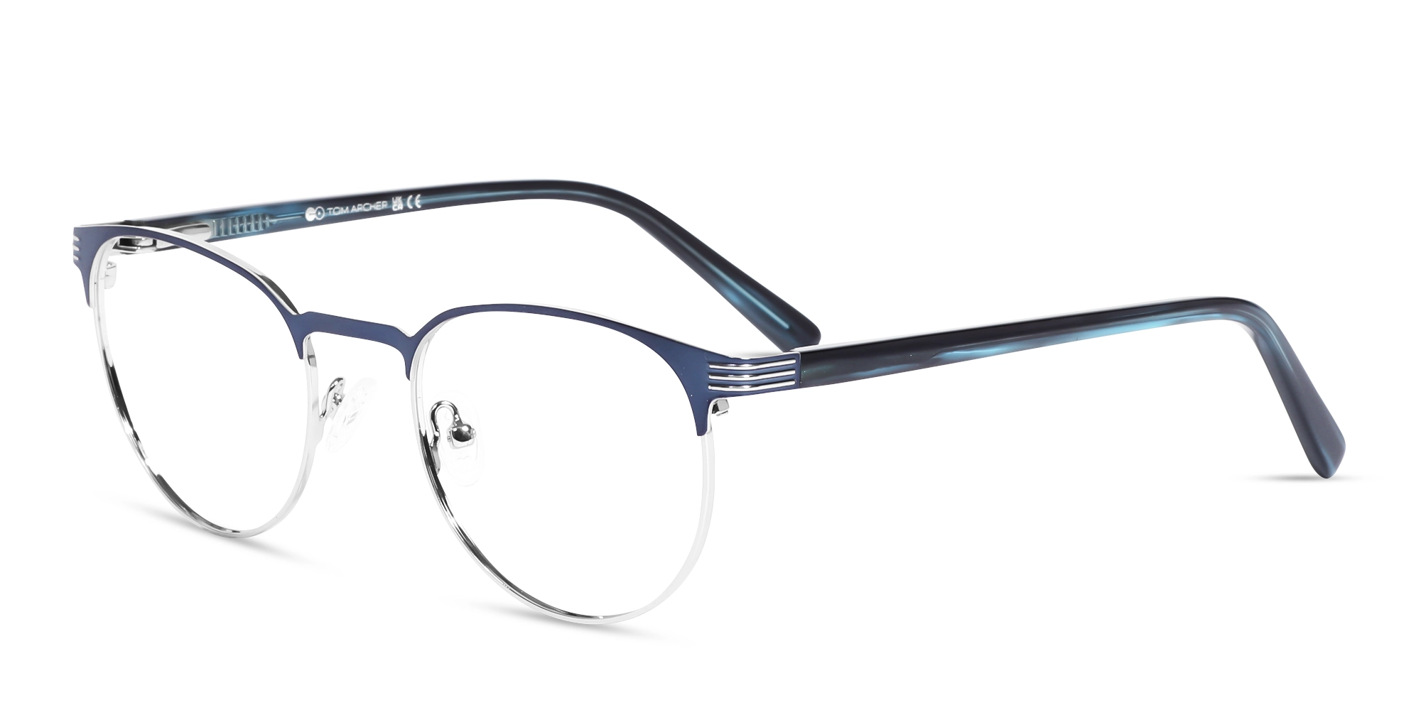 Matte Blue & Silver Round Oval Glasses-3 Matte Blue & Silver Round Oval Glasses-3