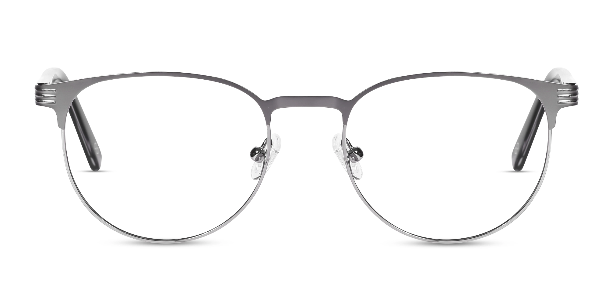 Matte Grey & Silver Round Metal Glasses-1