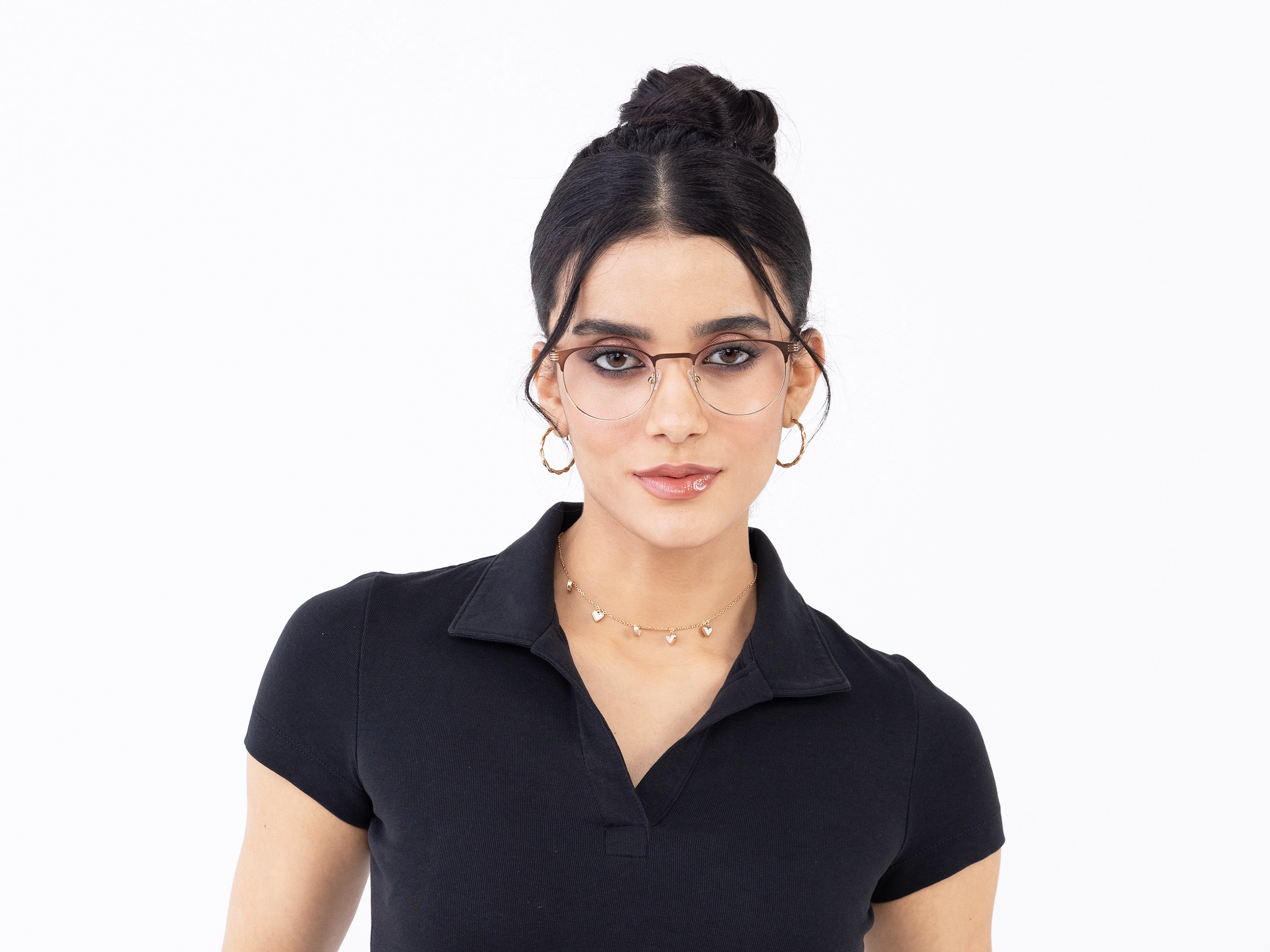 Copper Brown & Gold Round Metal Glasses-11