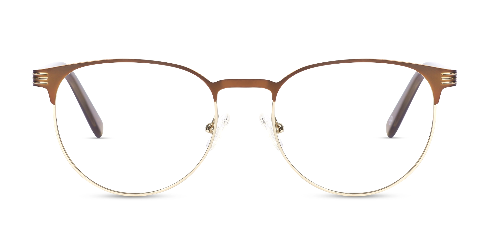 Copper Brown & Gold Round Metal Glasses-1