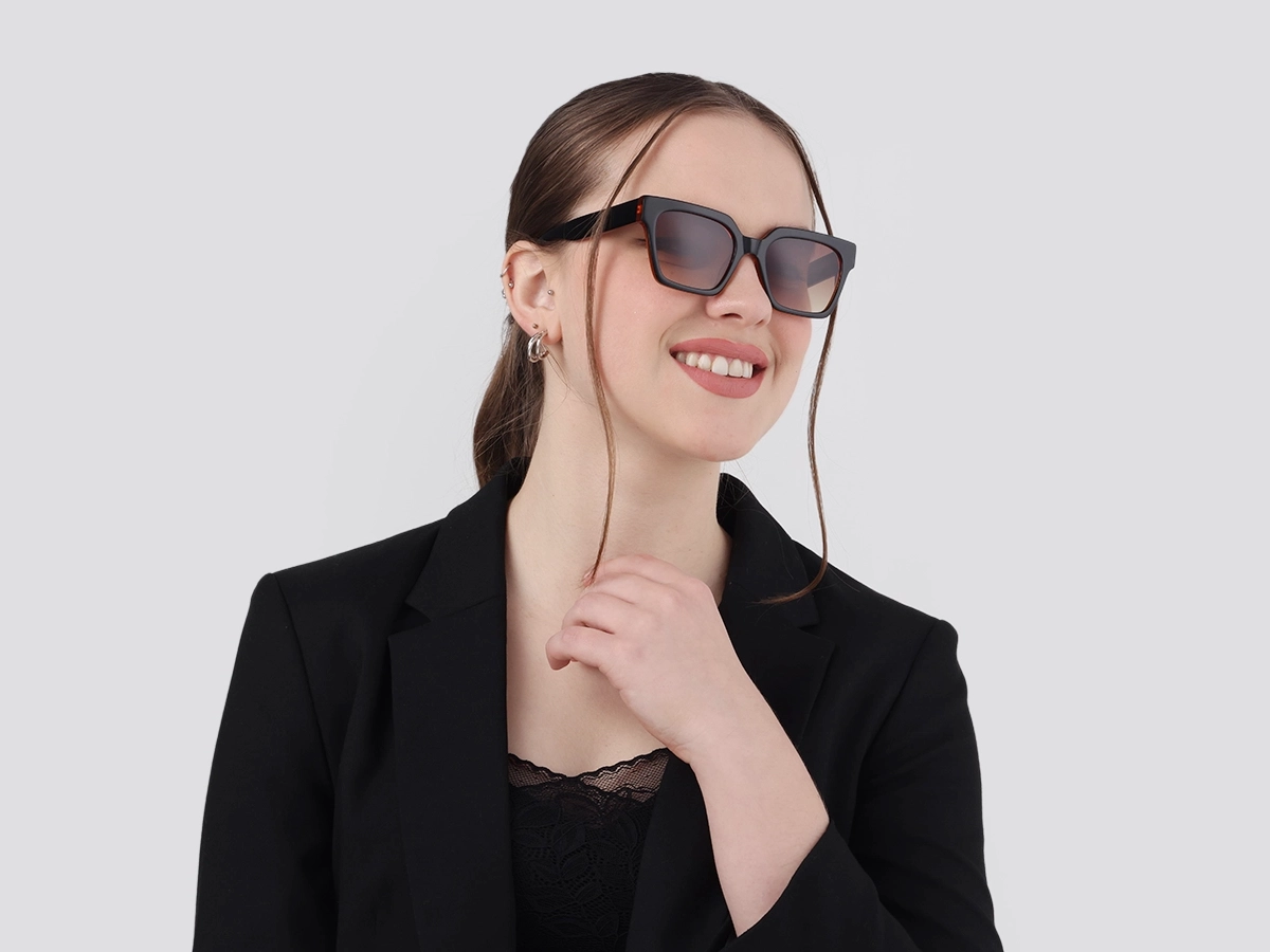 Black & Ochre Square Full Rim Sunglasses-52