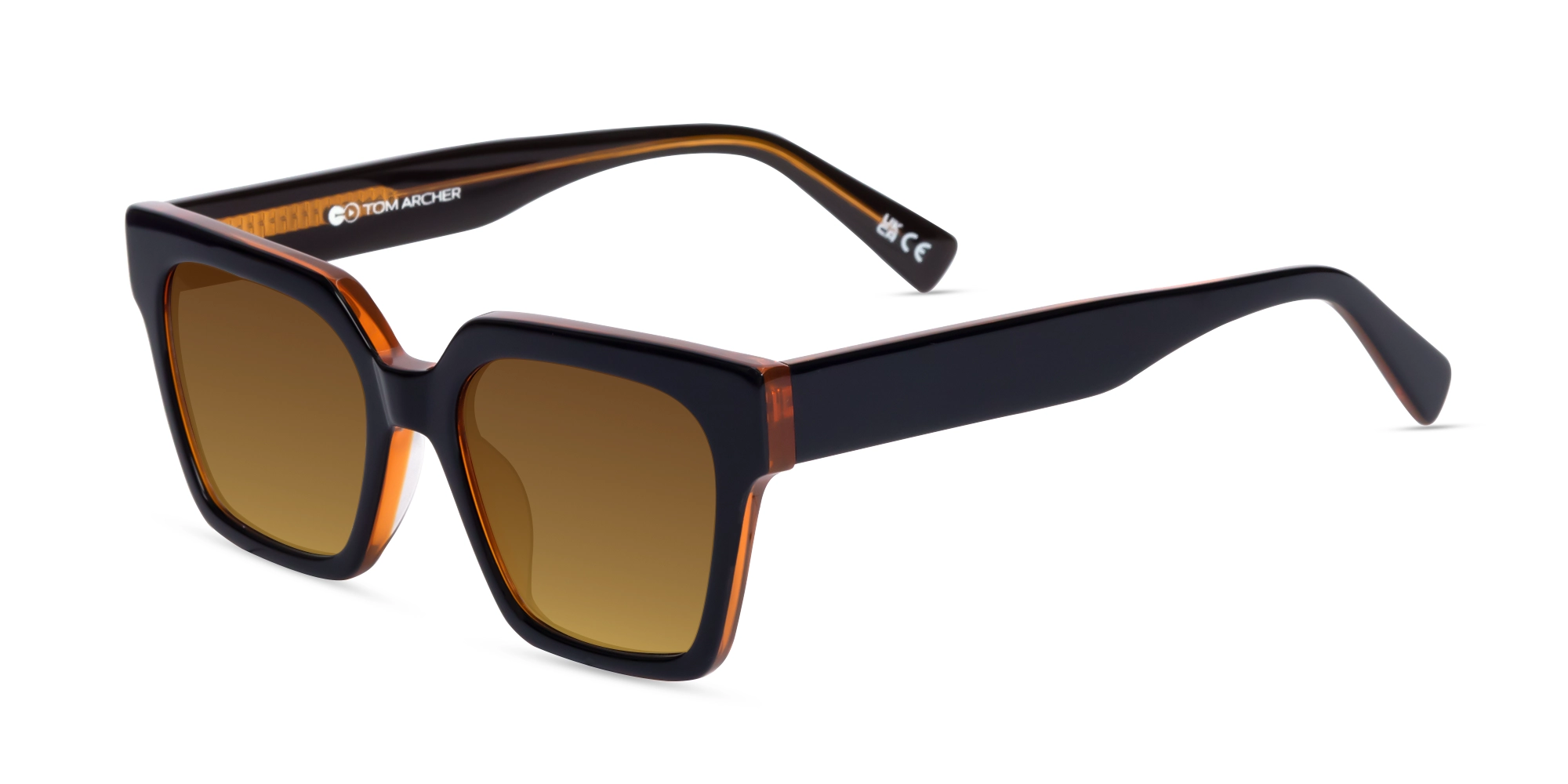 Black & Ochre Square Full Rim Sunglasses-3