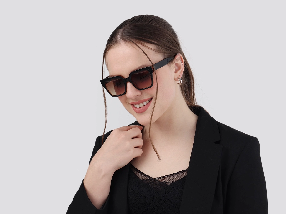 Black & Ochre Square Full Rim Sunglasses-53