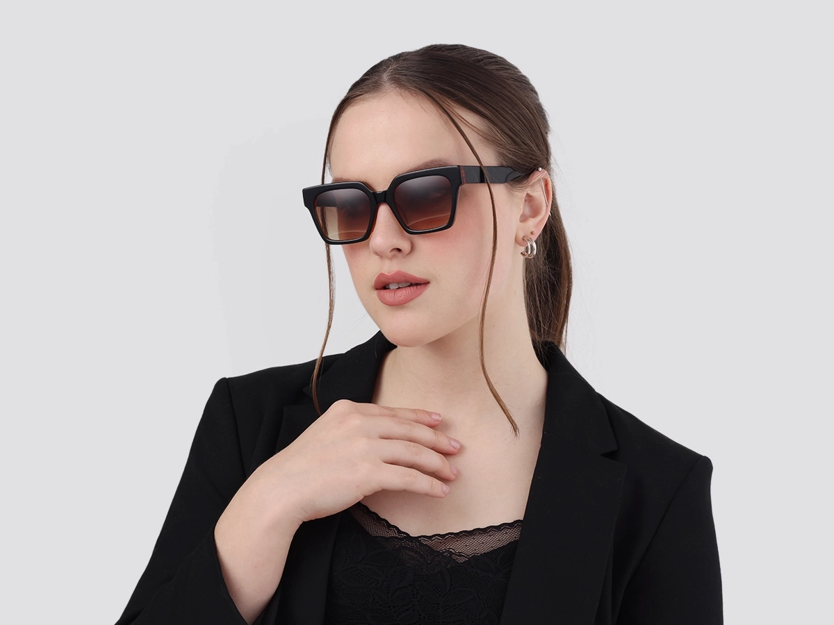 Black & Ochre Square Full Rim Sunglasses-51