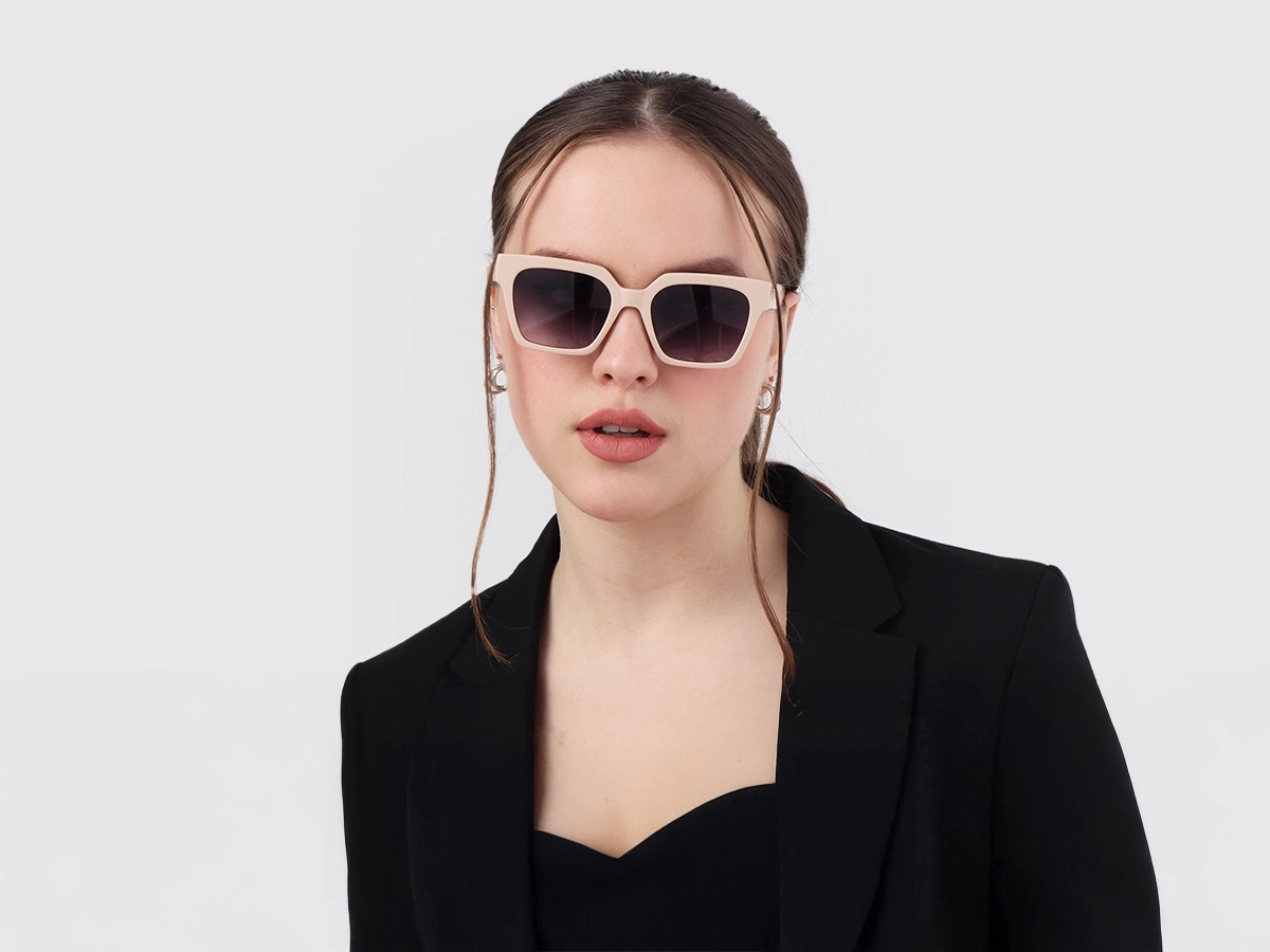 Bisque Acetate Square Full Rim Glasses-51