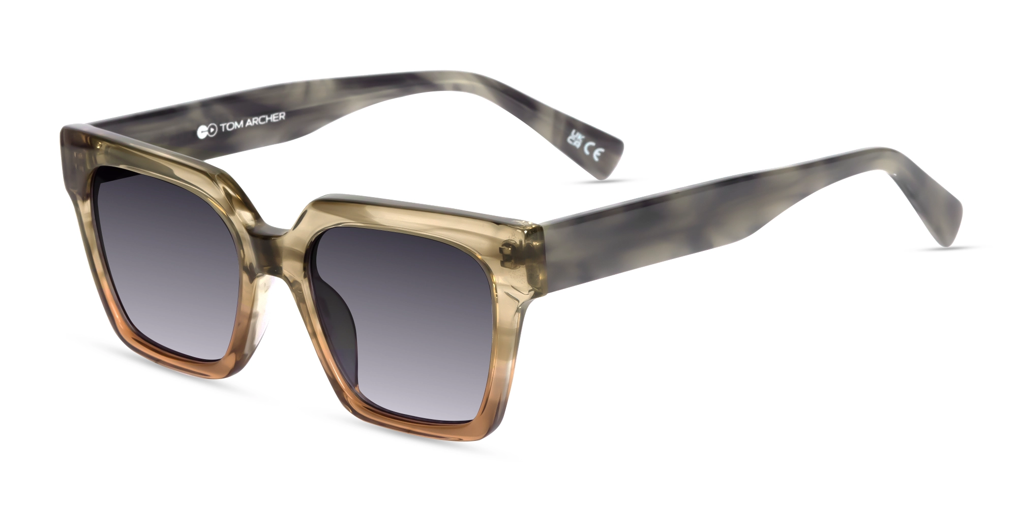 Crystal Nude Ombre Square Sunglasses-3