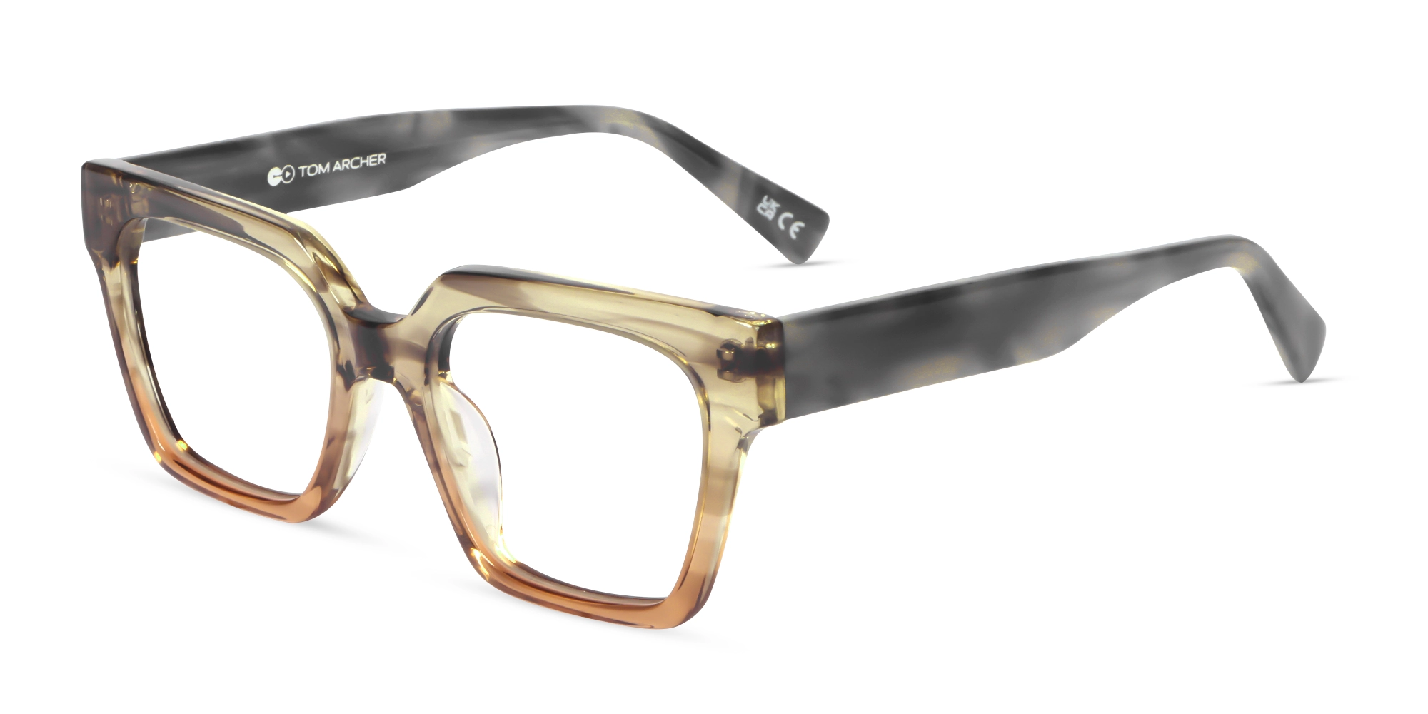 Crystal Nude Ombre Square Glasses-3