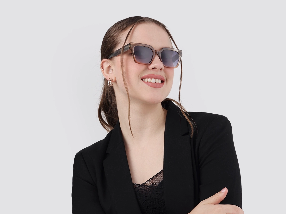 Crystal Nude Ombre Square Sunglasses-52