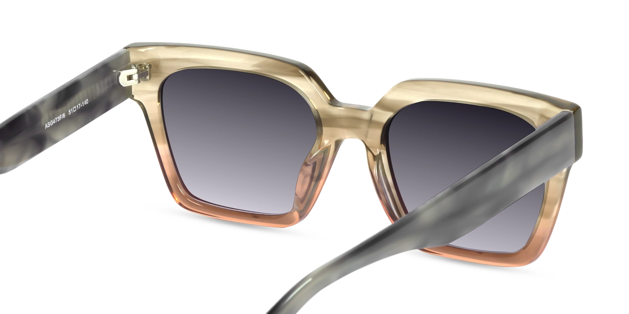 Crystal Nude Ombre Square Sunglasses-5