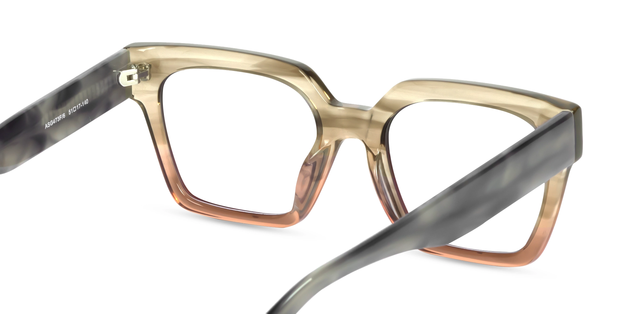 Crystal Nude Ombre Square Glasses-5