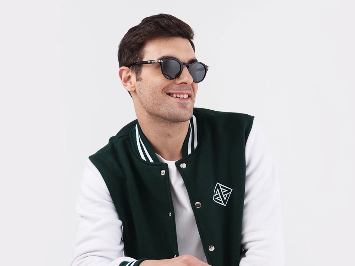 Black Round Acetate Full Rim Sunglasses 43