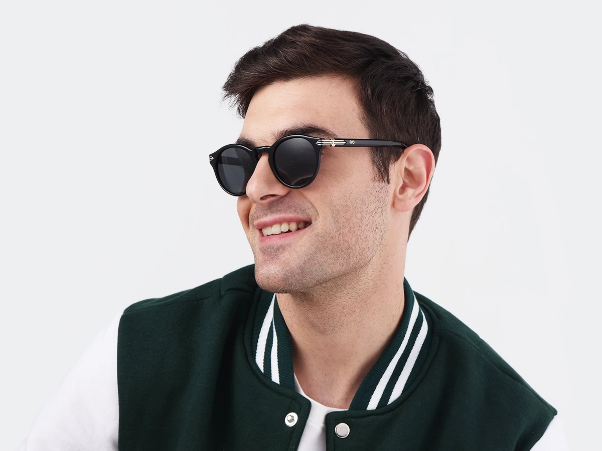 Black Round Acetate Full Rim Sunglasses 42