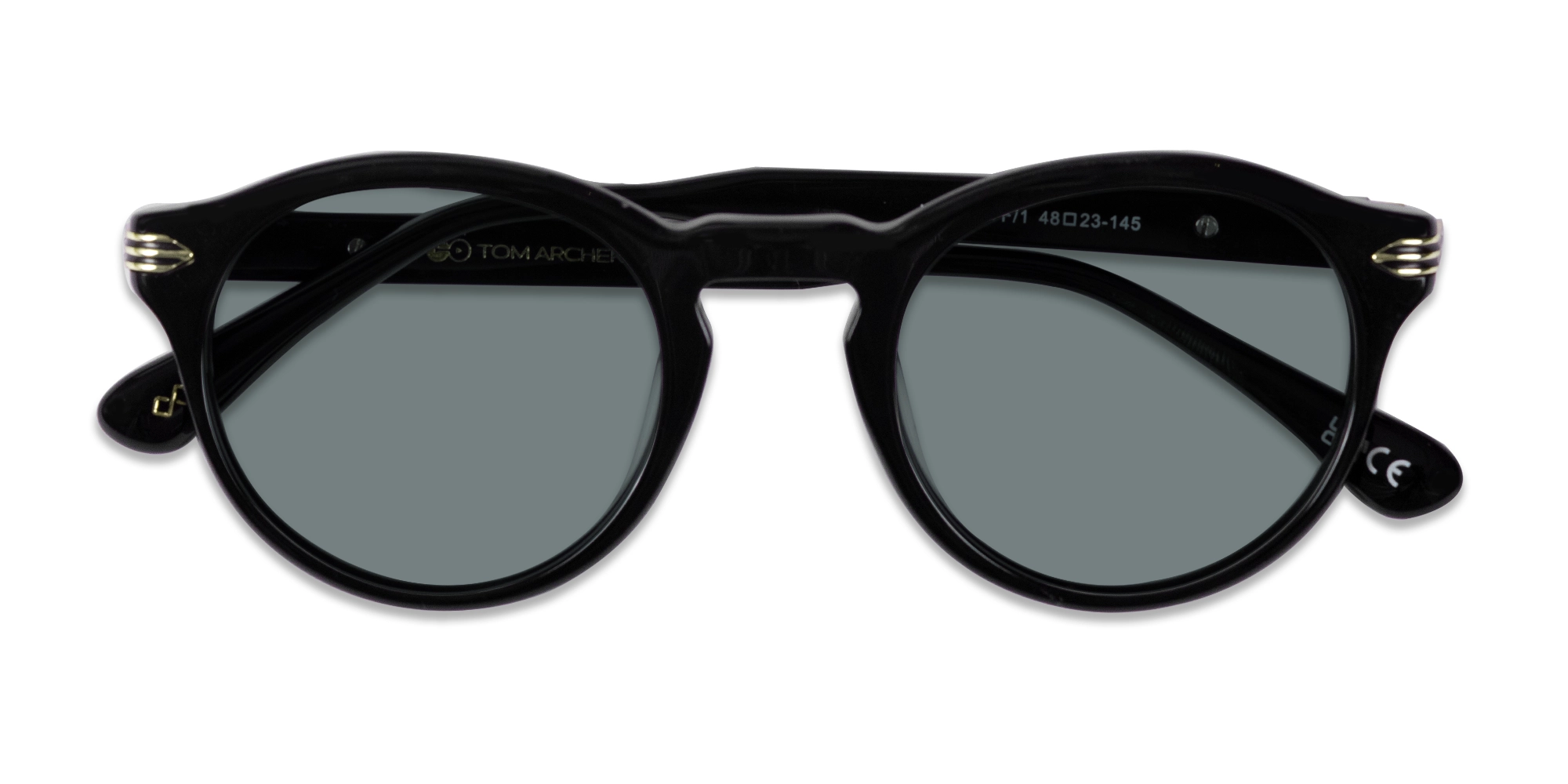 Black Round Acetate Full Rim Sunglasses-6