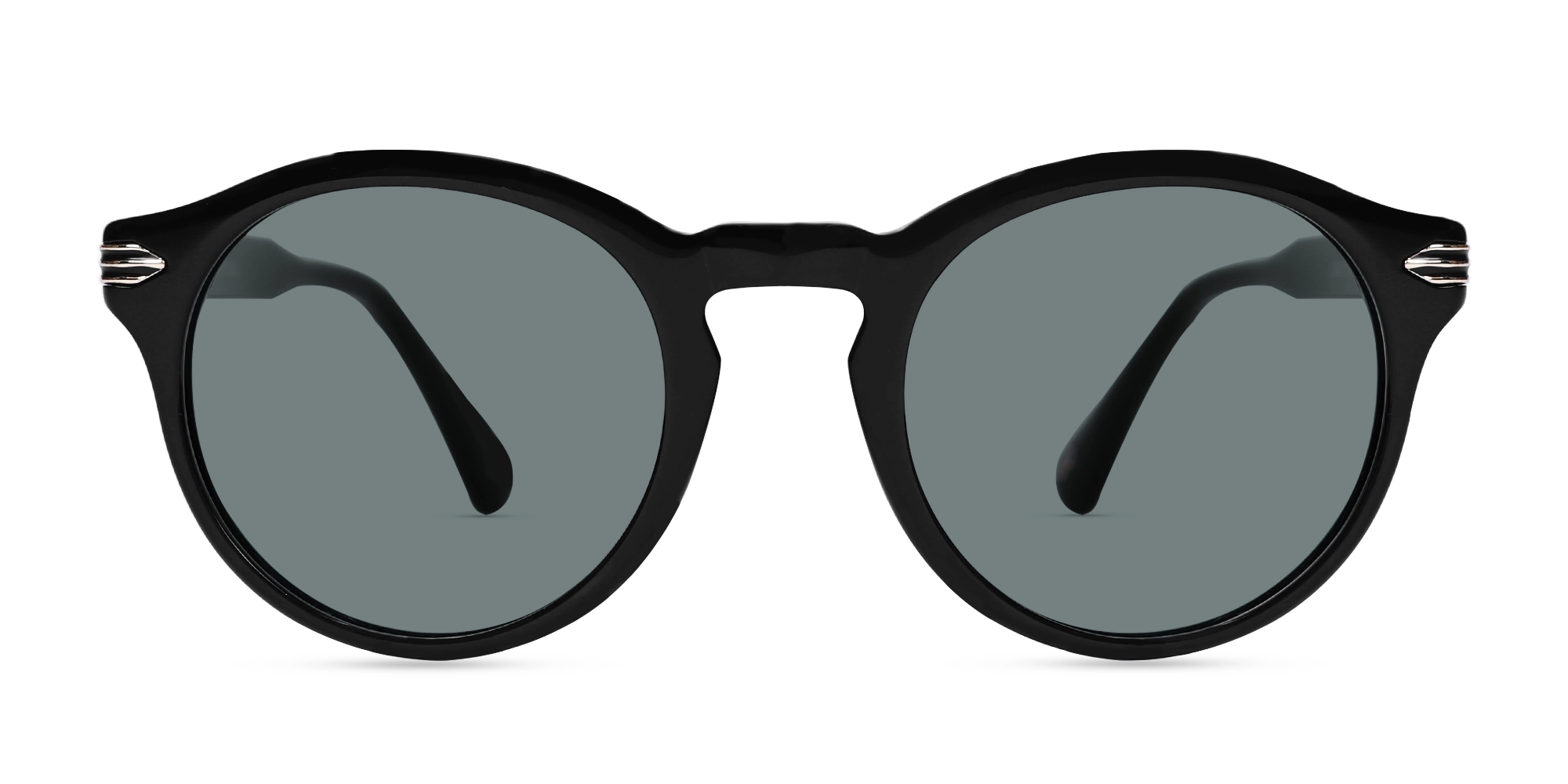 Black Round Acetate Full Rim Sunglasses-1