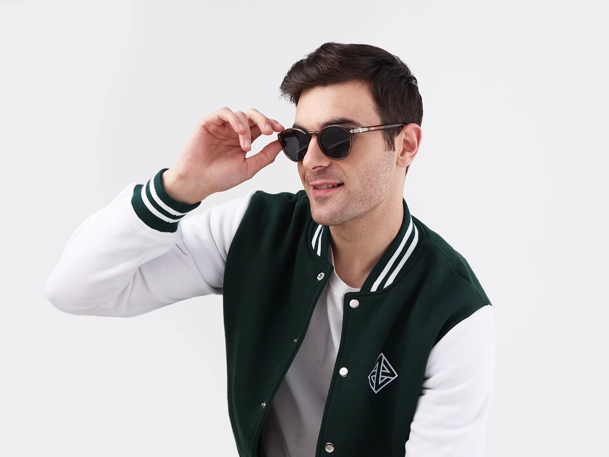 Crystal Blueish Brown Acetate Keyhole Sunglasses 42