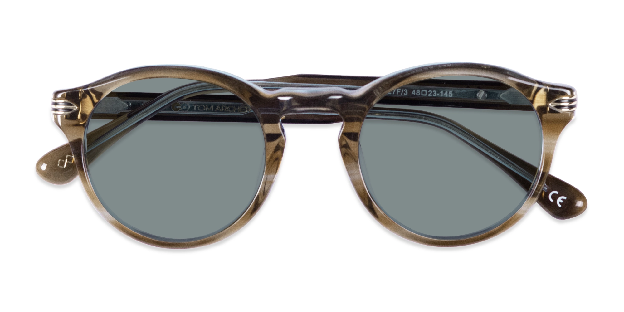Crystal Blueish Brown Acetate Keyhole Sunglasses-6