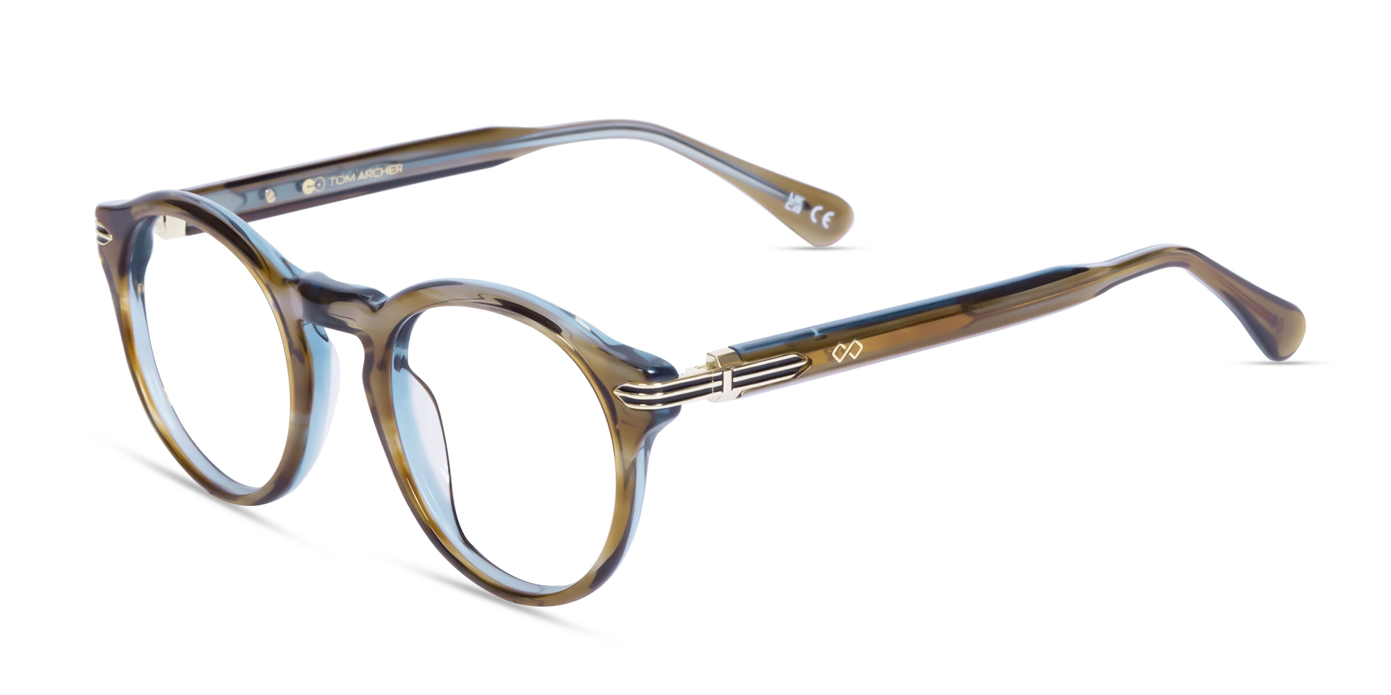 Crystal Blueish Brown Round Glasses-3