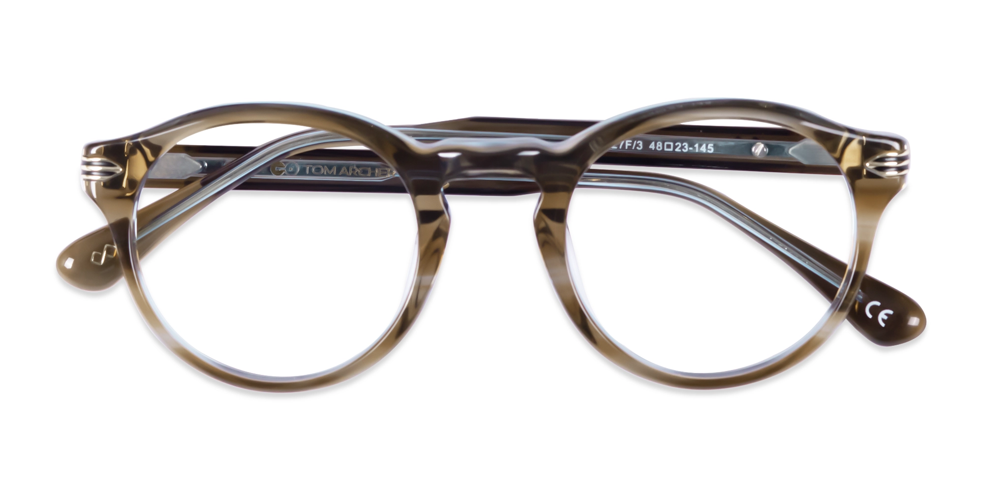 Crystal Blueish Brown Round Glasses-6