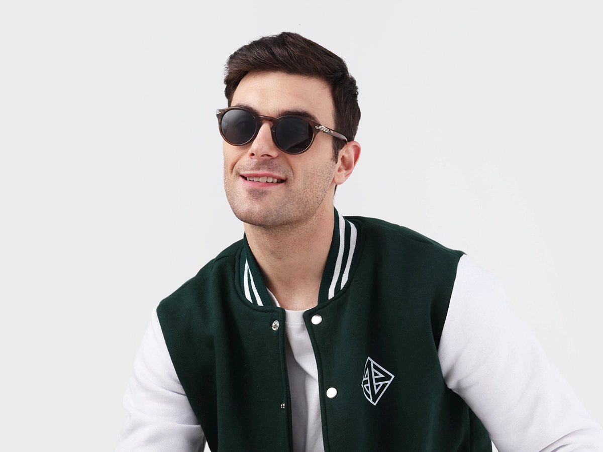 Crystal Blueish Brown Acetate Keyhole Sunglasses 41