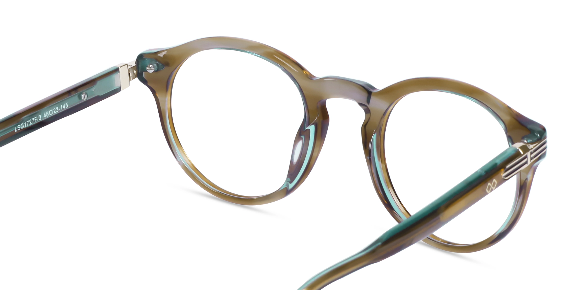 Crystal Blueish Brown Round Glasses-5