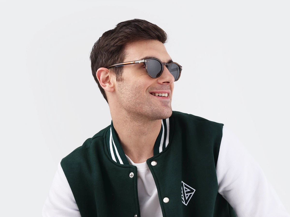 Crystal Blueish Brown Acetate Keyhole Sunglasses 43