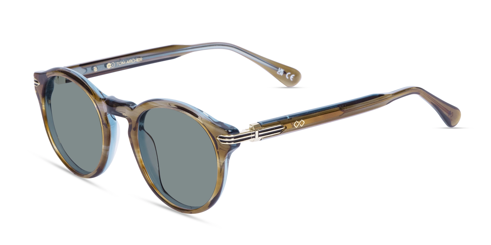 Crystal Blueish Brown Acetate Keyhole Sunglasses-3