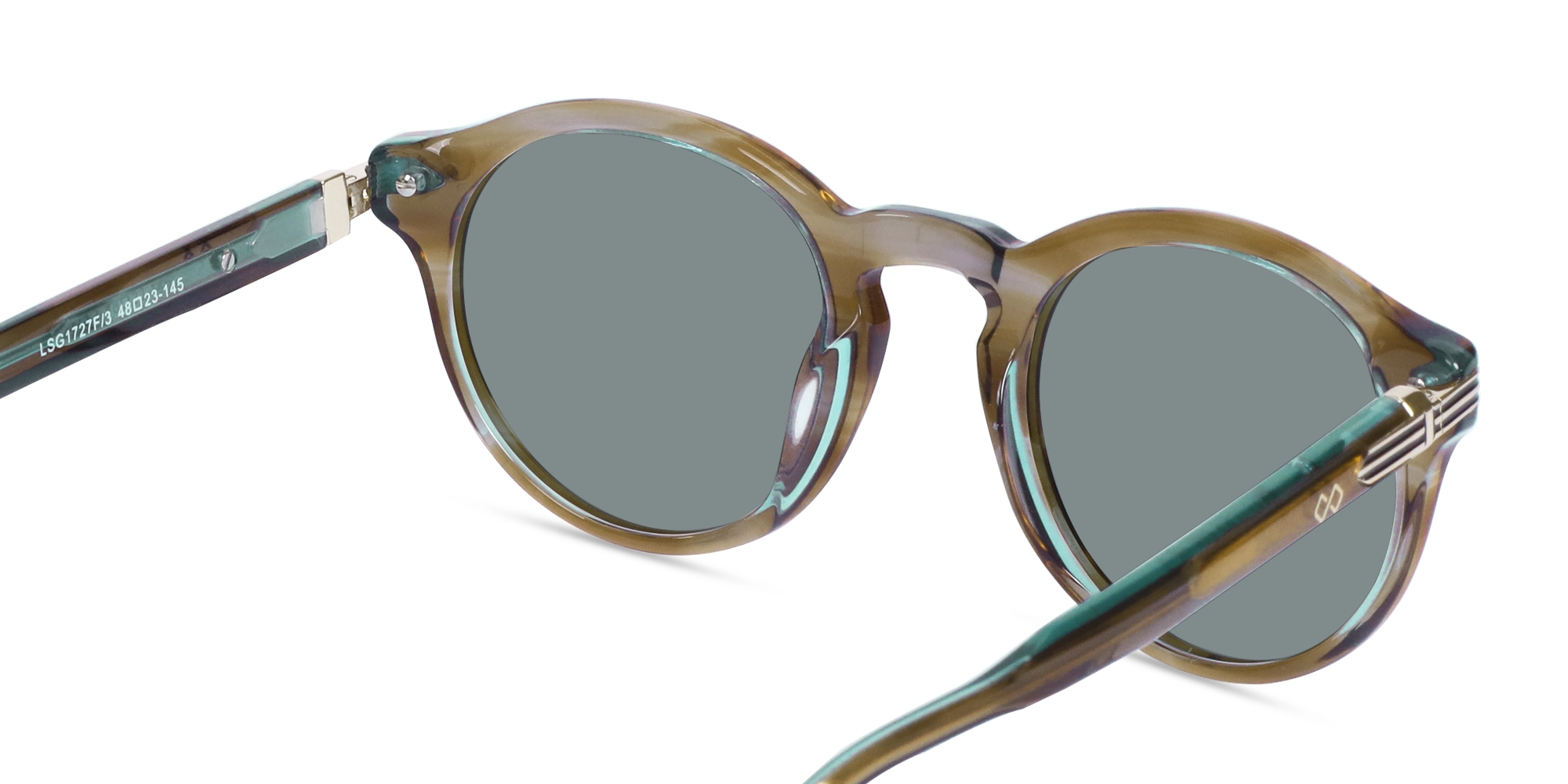 Crystal Blueish Brown Acetate Keyhole Sunglasses-5
