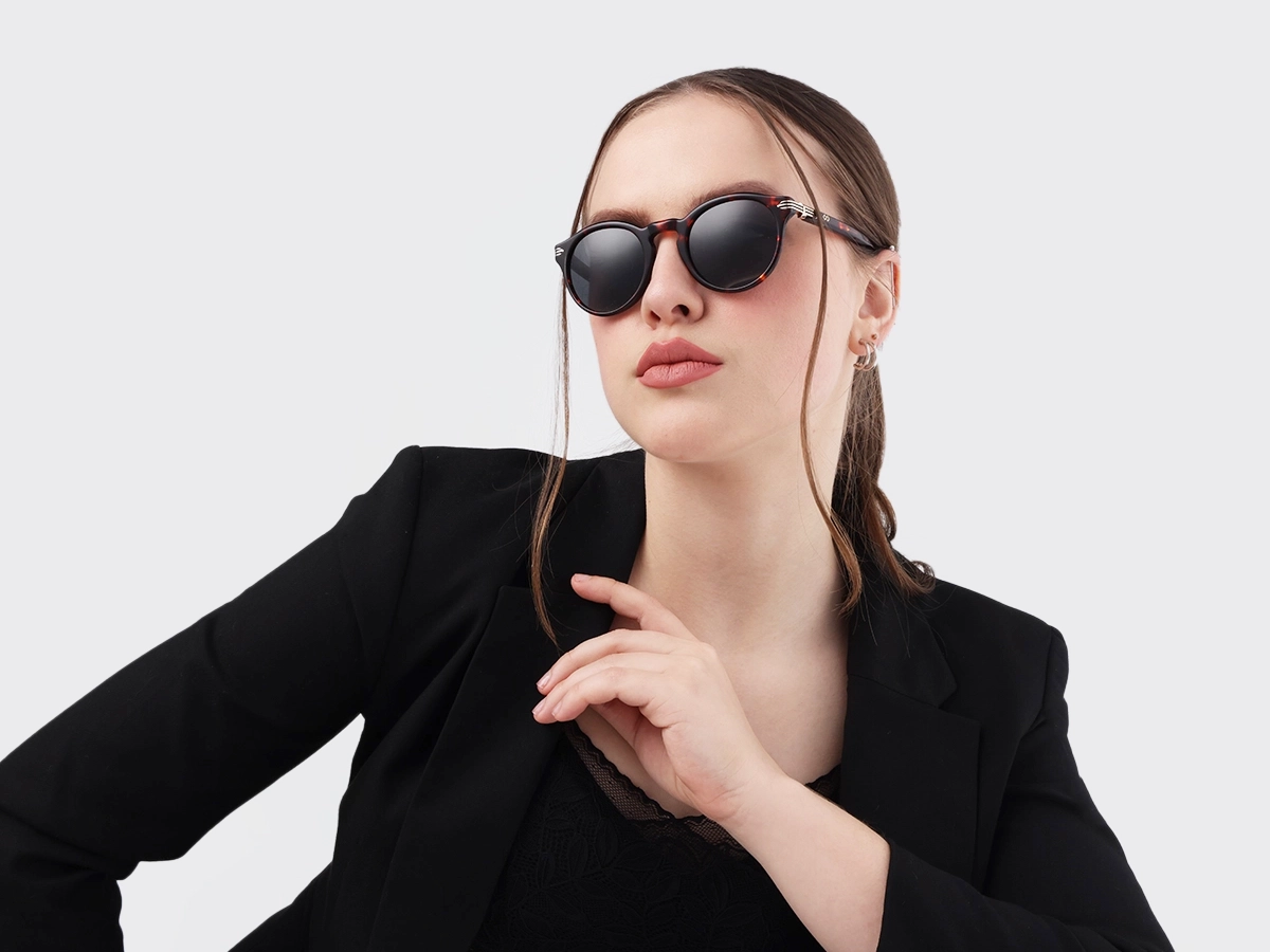 Dark Tortoise Round Acetate Sunglasses 52