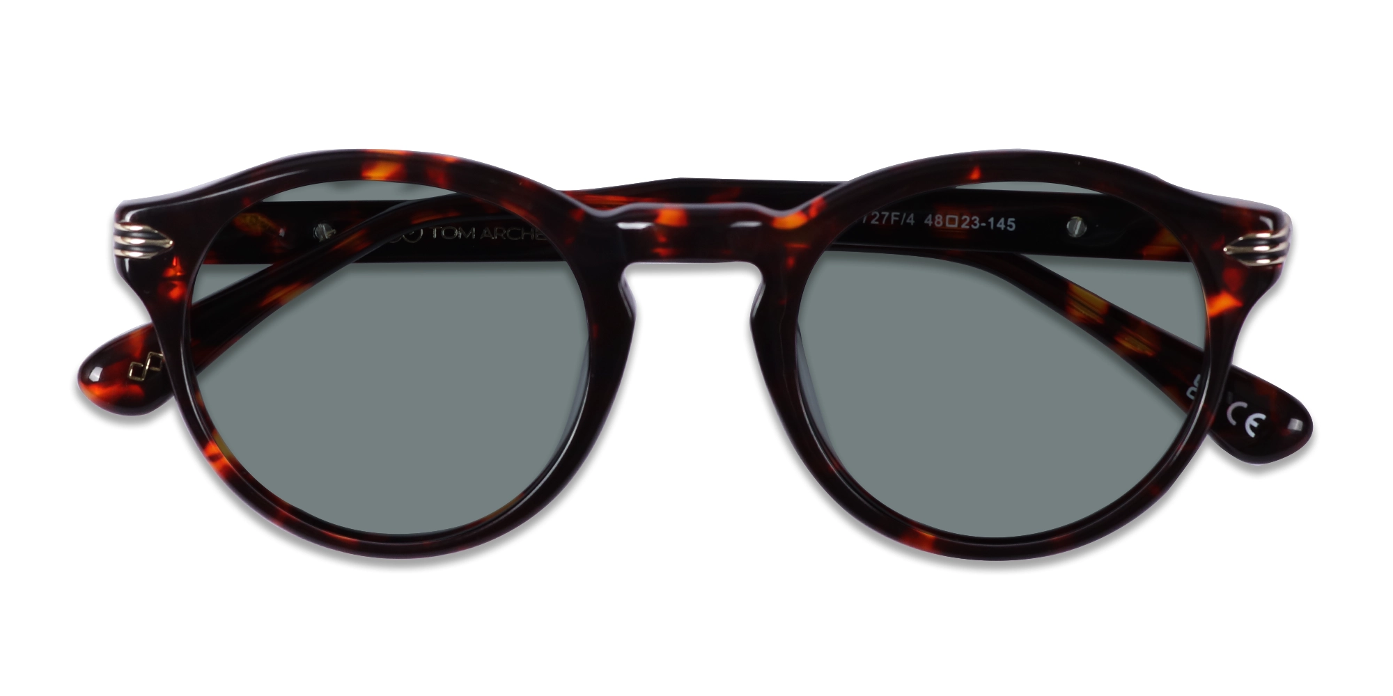 Dark Tortoise Round Acetate Sunglasses-6
