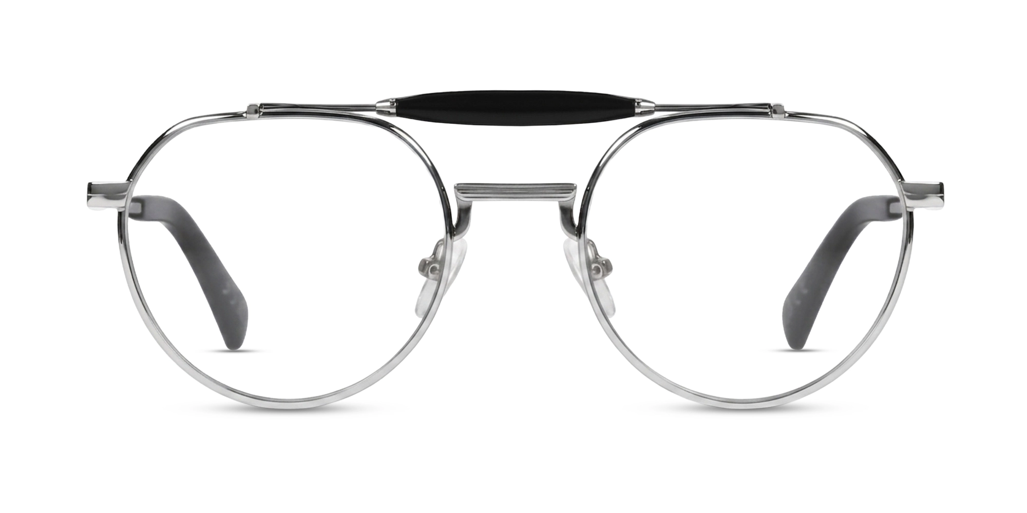Silver Metal Round Pilot Double Bridge Glasses-1 Silver Metal Round Pilot Double Bridge Glasses-1