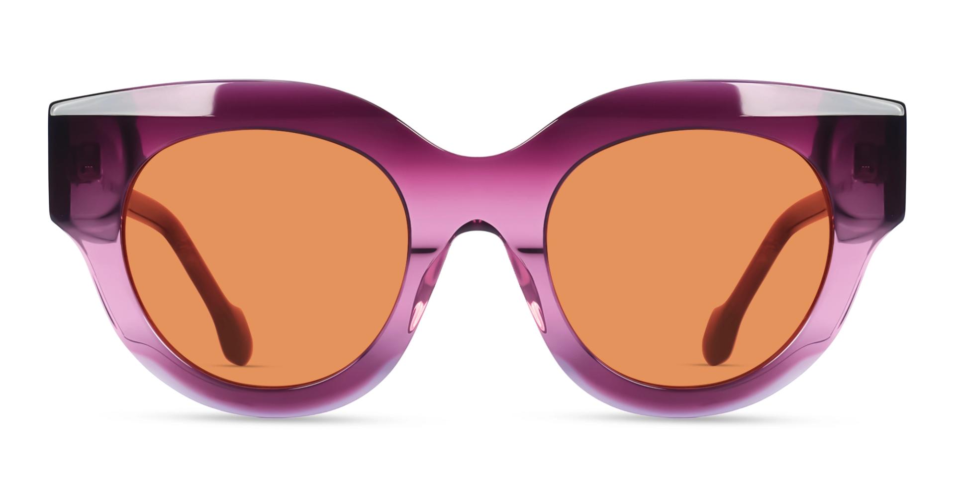 Pink Thick Cat-Eye Frame With Orange Tint Sunglasses