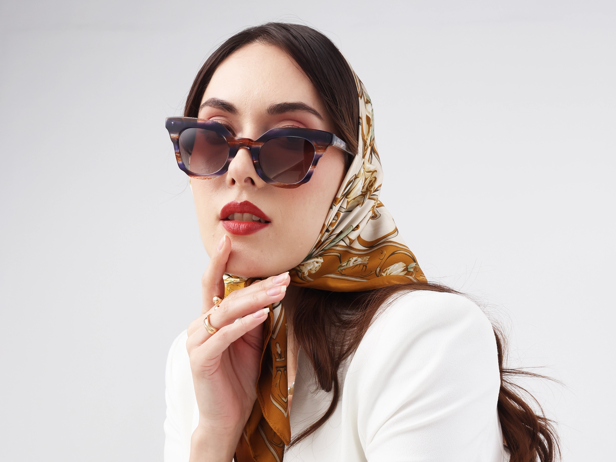 Galaxy Marble Frame With Brown Gradient Tint Sunglasses-11