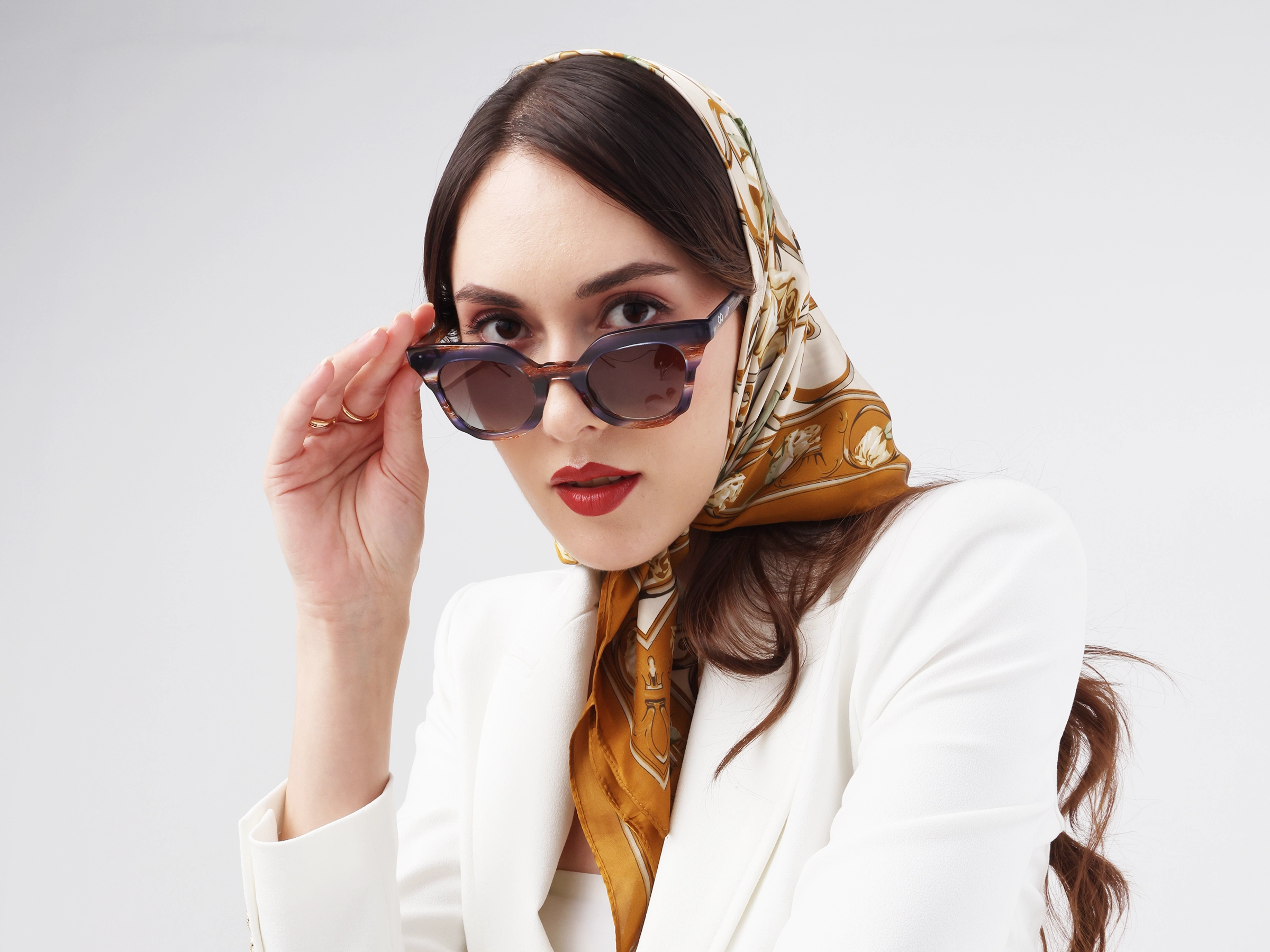 Galaxy Marble Frame With Brown Gradient Tint Sunglasses-13