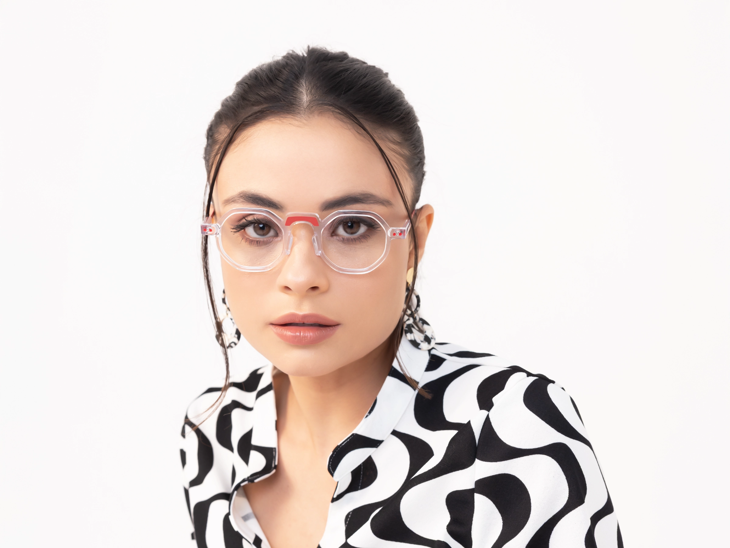 Clear Frame Hexagonal Glasses-51