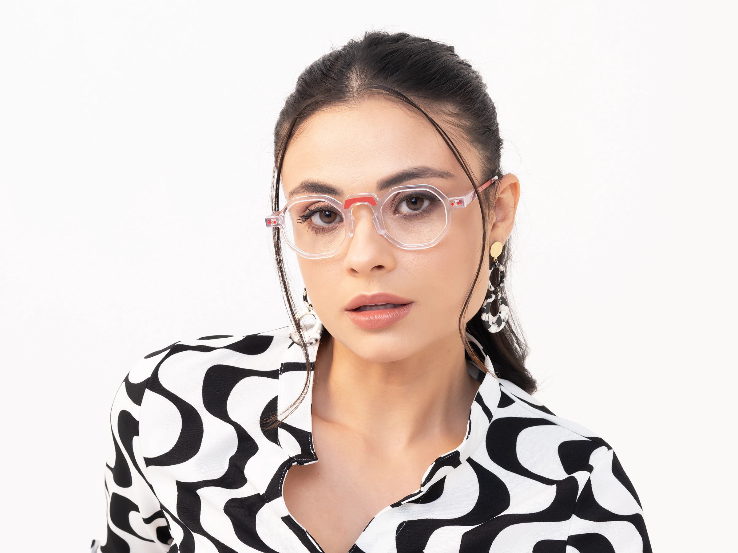 Clear Frame Hexagonal Glasses-53