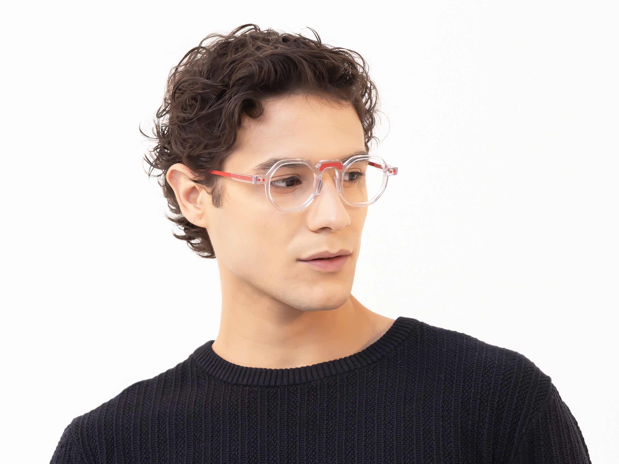 Clear Frame Hexagonal Glasses-42