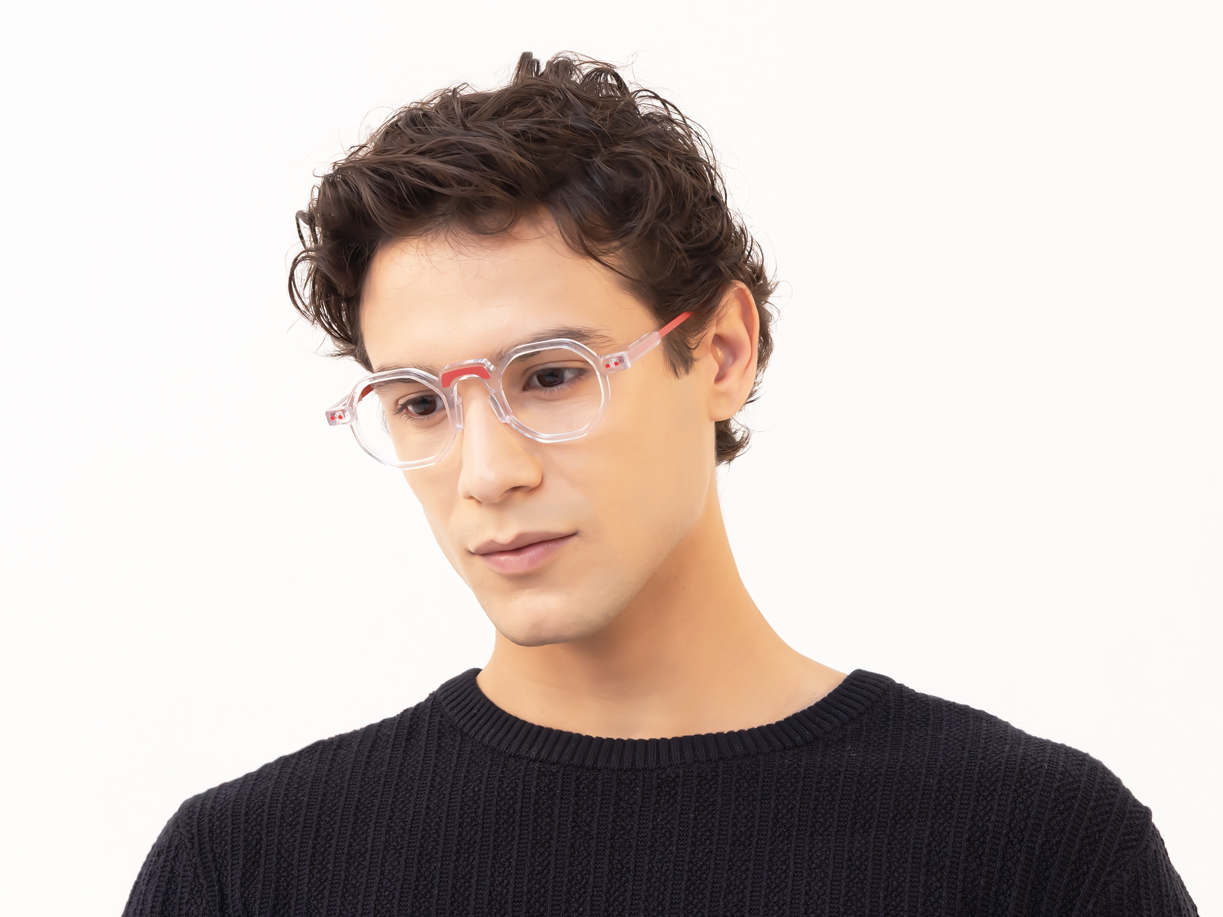 Clear Frame Hexagonal Glasses-41