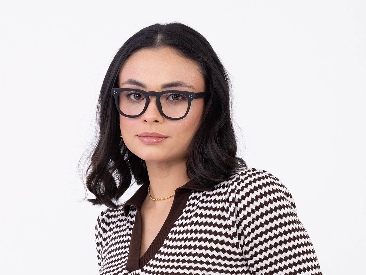 Wooden Charcoal Black Square Glasses51