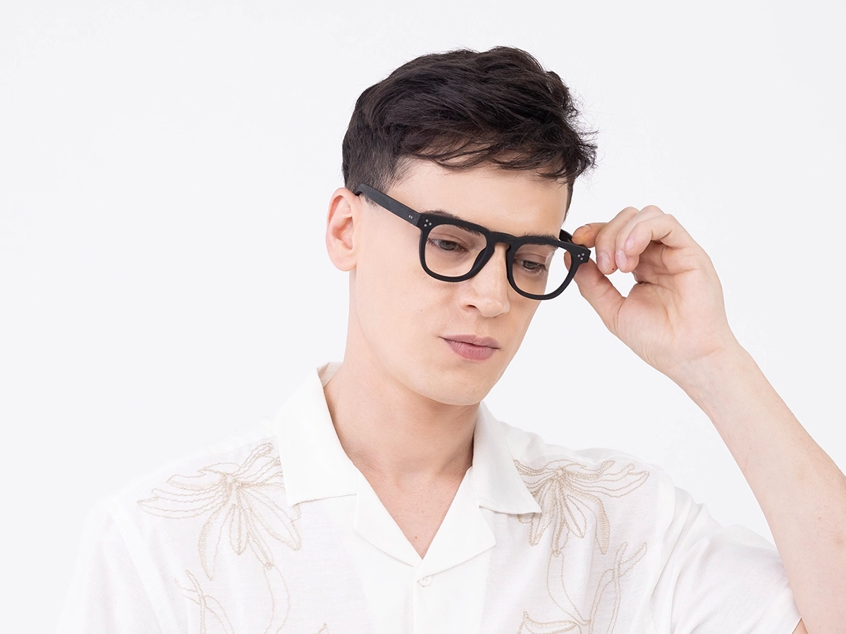 Wooden Charcoal Black Square Glasses43