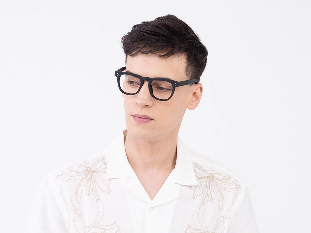 Wooden Charcoal Black Square Glasses41