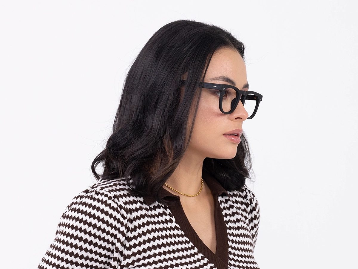 Wooden Charcoal Black Square Glasses52