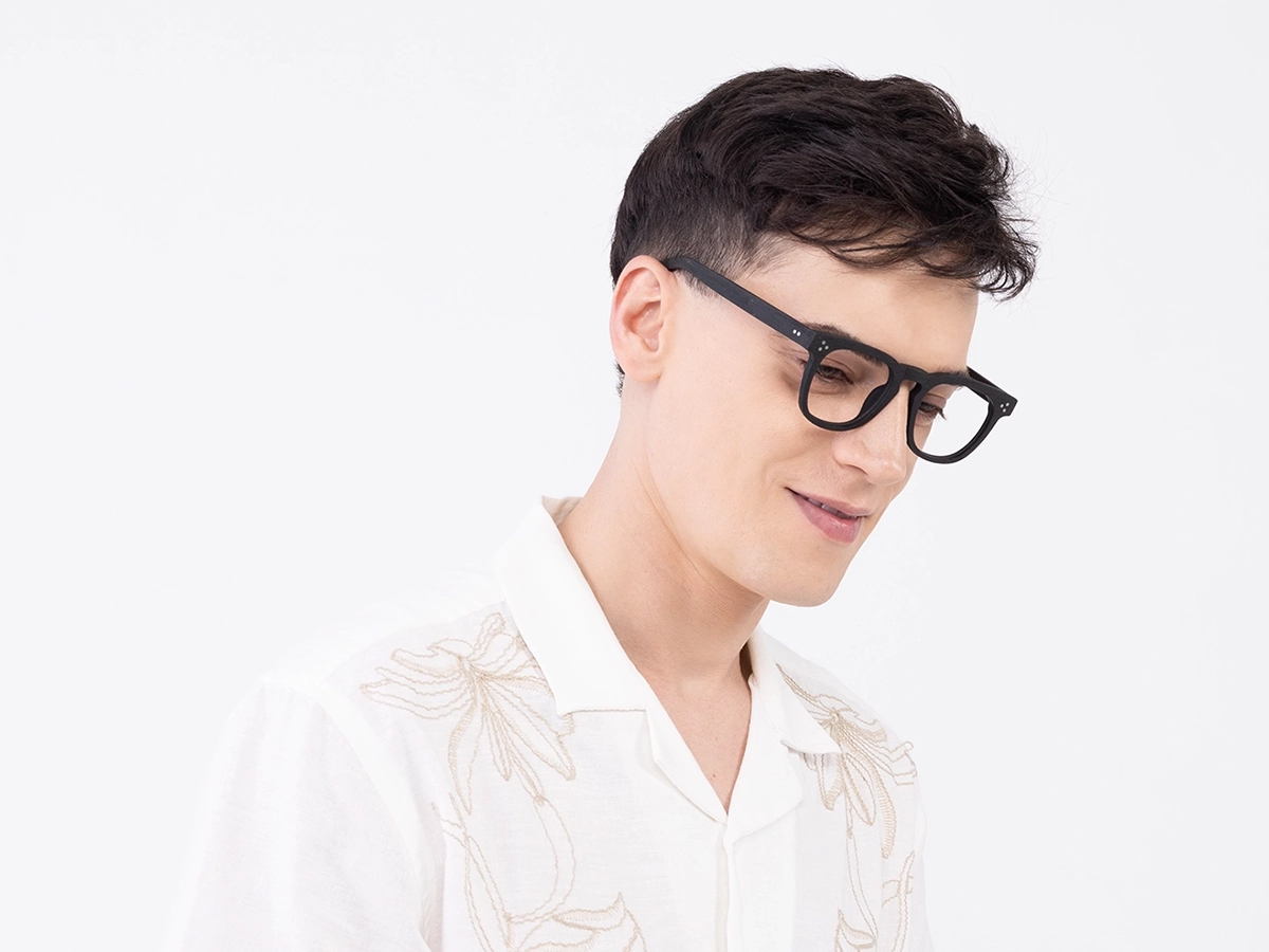 Wooden Charcoal Black Square Glasses42