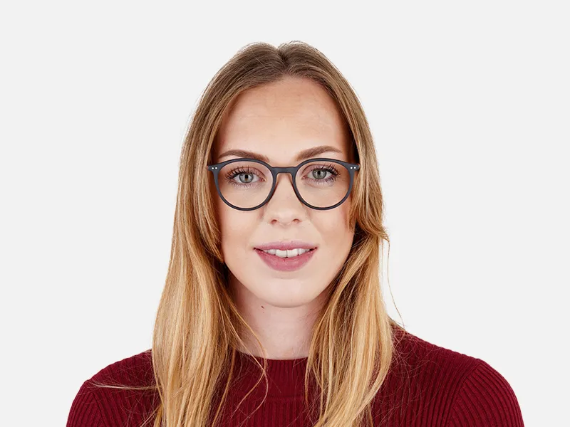 Matte Dark Grey Round Glasses frames-21