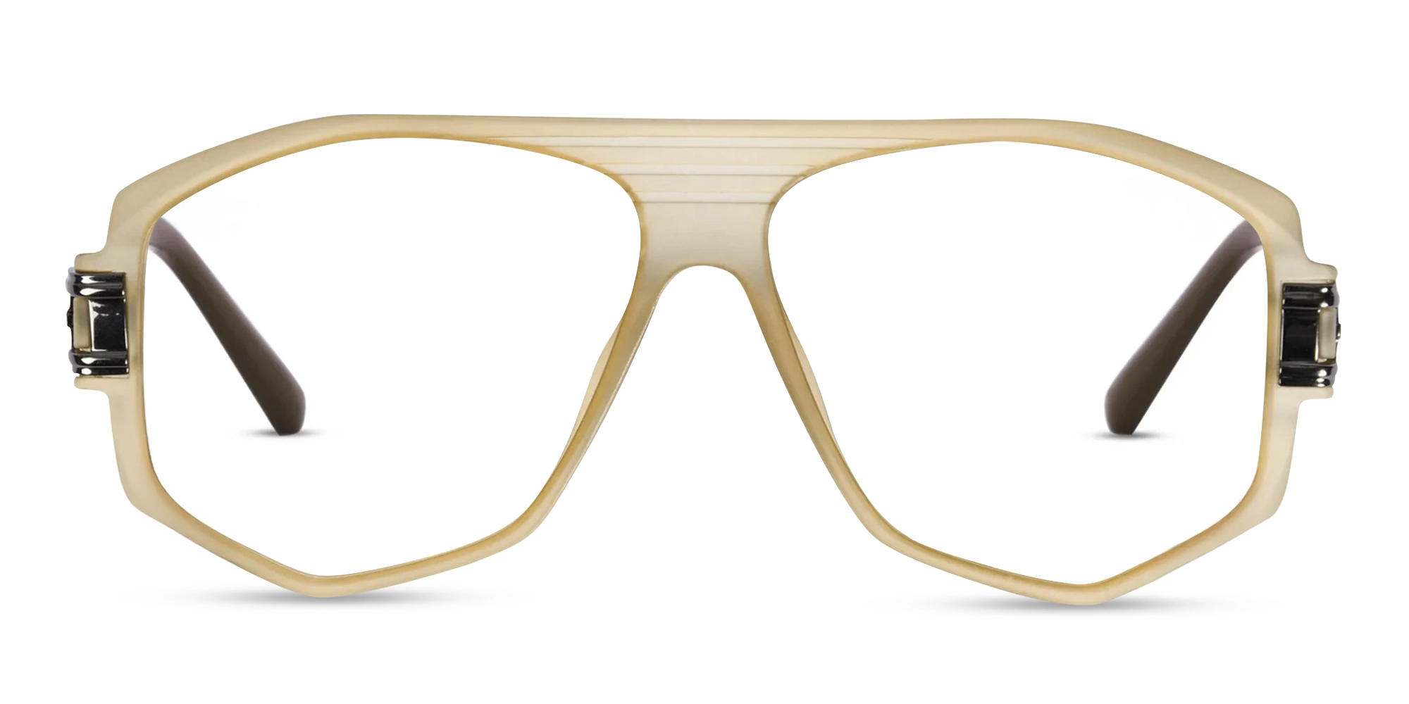 Matte Caramel Brown Geometric Glasses-2