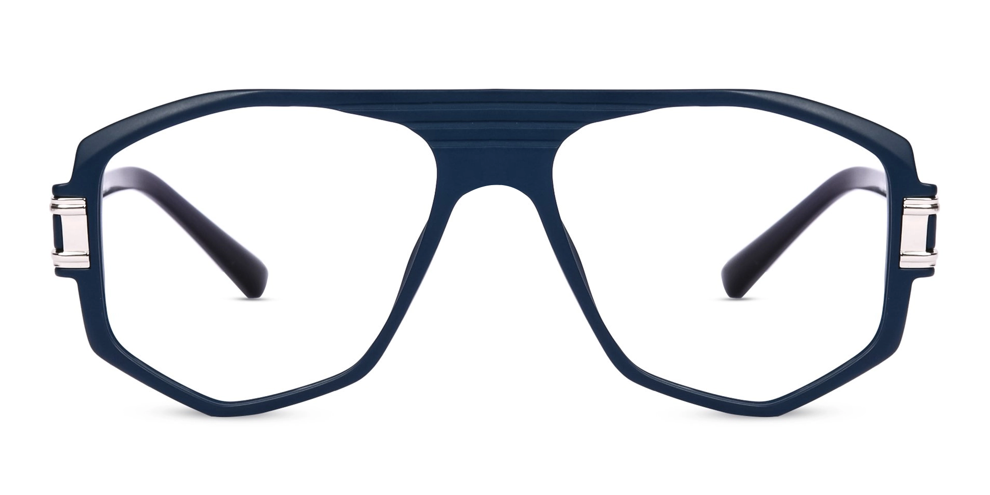 Matte Prussian Blue Geometric Glasses -1