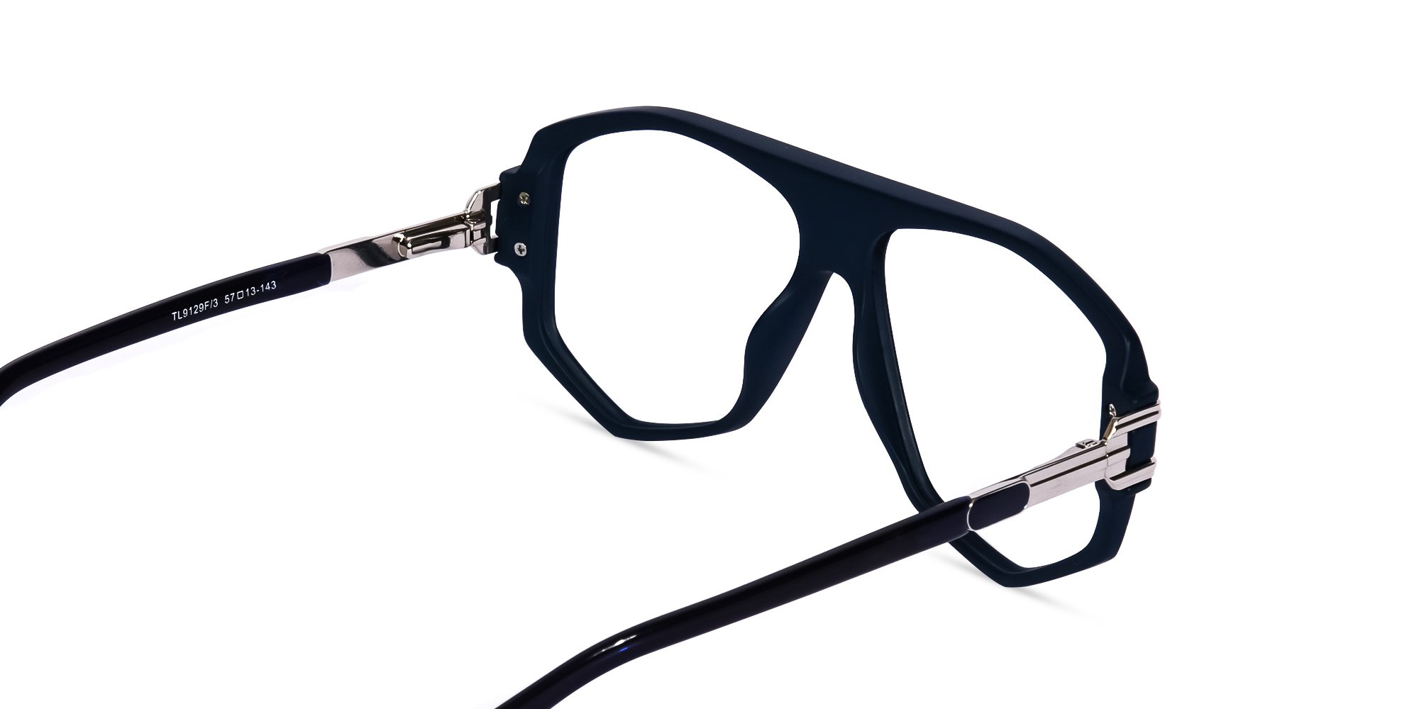 Matte Prussian Blue Geometric Glasses -5