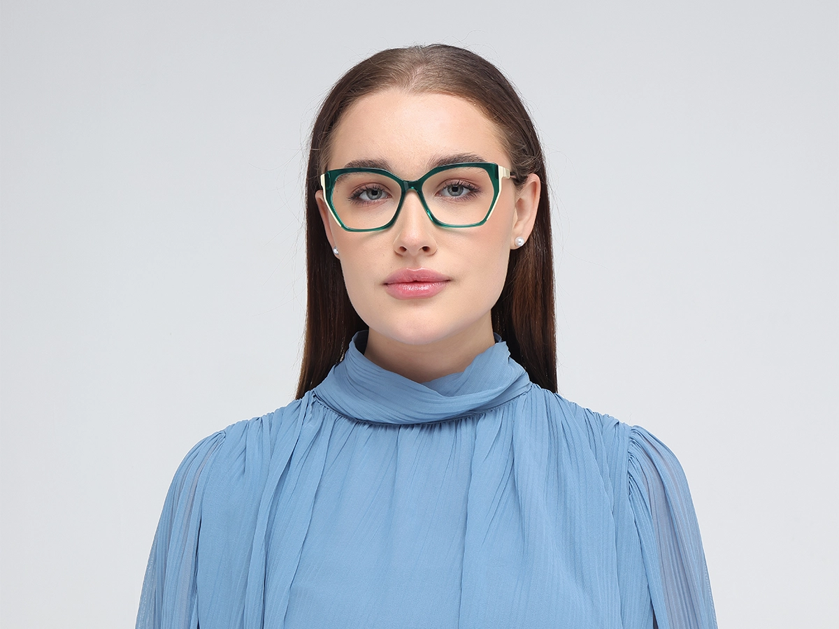 Teal Green Cat Eye Eyeglasses-51