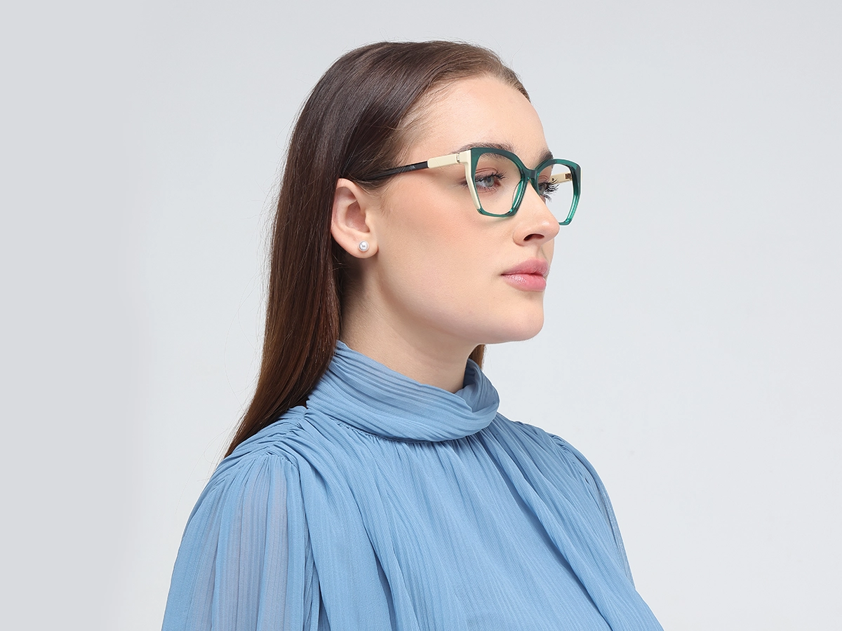 Teal Green Cat Eye Eyeglasses-52