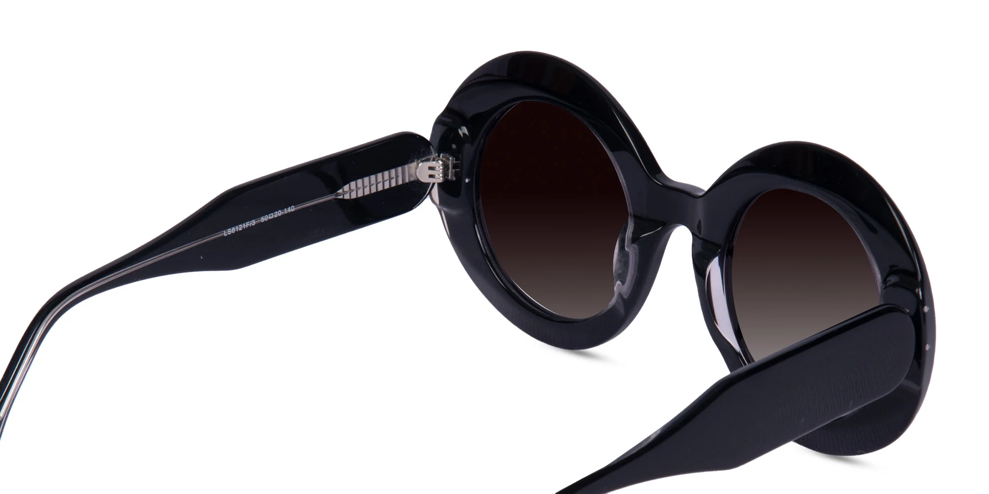 Oversized Round Black Sunglasses-5